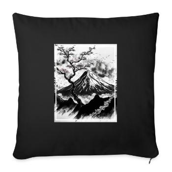 Fantasy Japan Cherry Blossom Mountains Neon Retro Fable - Sofa pillowcase 17,3'' x 17,3'' (45 x 45 cm) - black - Front