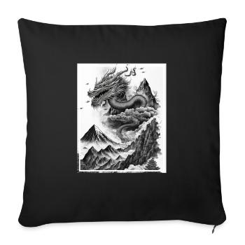 Dragon Japan Cherry Blossom Mountains Neon Retro Fable - Sofa pillowcase 17,3'' x 17,3'' (45 x 45 cm) - black - Front
