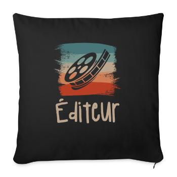 Vintage Retro Éditeur Vidéo Édition - Housse de coussin décorative 45 x 45 cm - noir - Devant