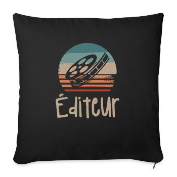 Vintage Retro Éditeur Vidéo Édition - Housse de coussin décorative 45 x 45 cm - noir - Devant