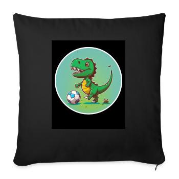 T-Rex Dino Dinosaure Dinosaure Sports Football Enfant - Housse de coussin décorative 45 x 45 cm - noir - Devant