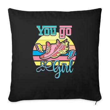 You go girl funny retro vintage design - Sofa pillowcase 17,3'' x 17,3'' (45 x 45 cm) - black - Front