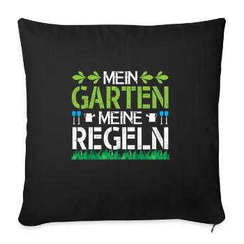 Mon jardin Mes règles Jardinage - Housse de coussin décorative 45 x 45 cm - noir - Devant