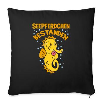 Seepferdchen-Abzeichen Schwimmabzeichen Schwimmen - Sofakissenbezug 45 x 45 cm - Schwarz - Vorne