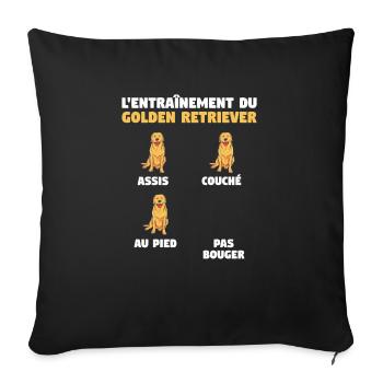 L'Entraînement Du Golden Retriever Assis Couche Au - Housse de coussin décorative 45 x 45 cm - noir - Devant