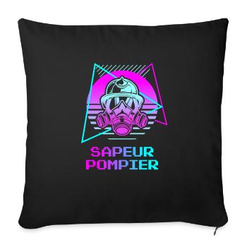 Retro Sapeur Pompier Pompiers - Housse de coussin décorative 45 x 45 cm - noir - Devant