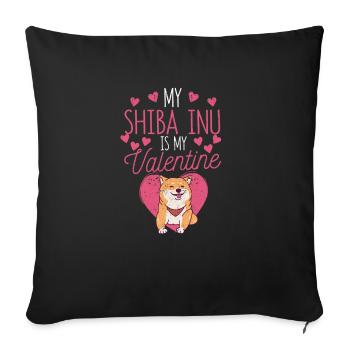 Mon Shiba Inu est mon chiot Valentin Valentin - Housse de coussin décorative 45 x 45 cm - noir - Devant