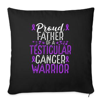 Sensibilisation au cancer du testicule pour le père papa ruban - Housse de coussin décorative 45 x 45 cm - noir - Devant