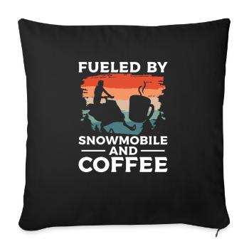 Fueled By Snowmobile And Coffee Snowmobiler - Sofa pillowcase 17,3'' x 17,3'' (45 x 45 cm) - black - Front