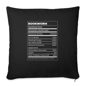 Book Lover Bookworm Nutritional Values Reader - Sofa pillowcase 17,3'' x 17,3'' (45 x 45 cm) - black - Front