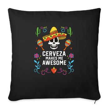 Cerveza Makes Me Awesome Beer Drinker Alcoholic - Sofa pillowcase 17,3'' x 17,3'' (45 x 45 cm) - black - Front