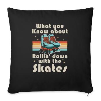Inline Skate Cadeau Rollskates Roller 70s - Housse de coussin décorative 45 x 45 cm - noir - Devant
