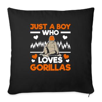 Just A Boy Who Loves Gorillas Ape Monkey Lover - Sofa pillowcase 17,3'' x 17,3'' (45 x 45 cm) - black - Front