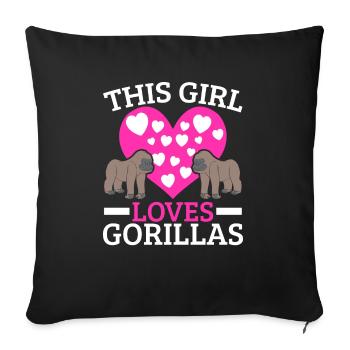 Cette fille aime les gorilles singes singes chuchoteurs - Housse de coussin décorative 45 x 45 cm - noir - Devant