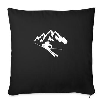 Skieurs en montagne - Ski - Sports d’hiver - Housse de coussin décorative 45 x 45 cm - noir - Devant