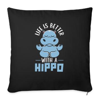 La vie est meilleure avec un amoureux de l'hippopotame - Housse de coussin décorative 45 x 45 cm - noir - Devant