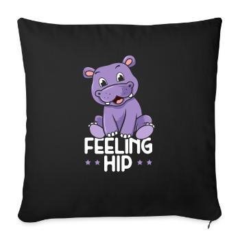 Feeling Hip Hippo Amant d'hippopotame animal - Housse de coussin décorative 45 x 45 cm - noir - Devant