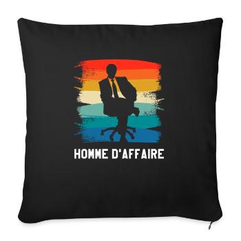 Vintage Retro Homme D'Affaire Chef d'entreprise - Housse de coussin décorative 45 x 45 cm - noir - Devant