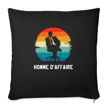 Vintage Retro Homme D'Affaire Chef d'entreprise - Housse de coussin décorative 45 x 45 cm - noir - Devant