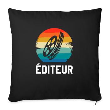 Vintage Retro Éditeur Vidéo Édition - Housse de coussin décorative 45 x 45 cm - noir - Devant