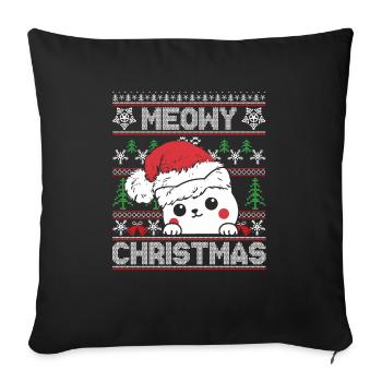 Ugly Christmas Design MEOWY CHRISTMAS - GIFT - Sofa pillowcase 17,3'' x 17,3'' (45 x 45 cm) - black - Front