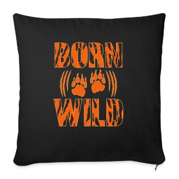 Born Wild Tiger Wildlife Animal Zoo Gardien de zoo - Housse de coussin décorative 45 x 45 cm - noir - Devant