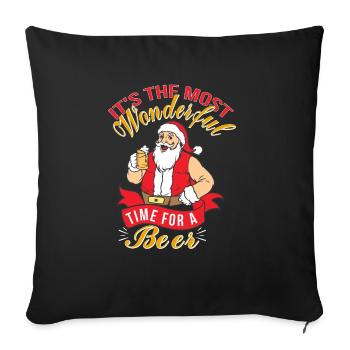 Die schönste Zeit für ein Bier Retro Hässliche Weihnachten - Sofakissenbezug 45 x 45 cm - Schwarz - Vorne