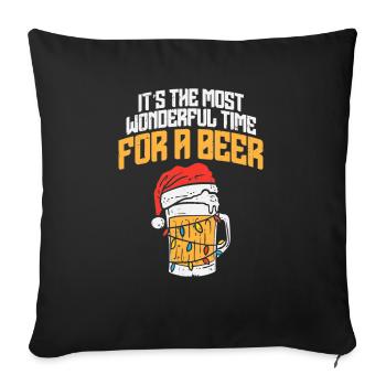 Die schönste Zeit für ein Bier Retro Hässliche Weihnachten - Sofakissenbezug 45 x 45 cm - Schwarz - Vorne