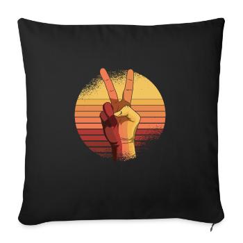 Peace Sign Vintage Peace Lover Positivity Retro - Sofa pillowcase 17,3'' x 17,3'' (45 x 45 cm) - black - Front