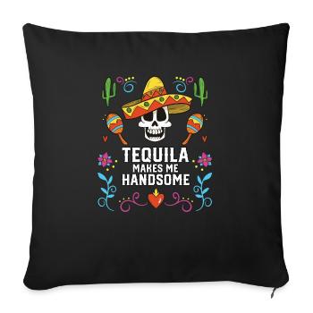 La tequilla me fait une belle tequila alcoolisée - Housse de coussin décorative 45 x 45 cm - noir - Devant