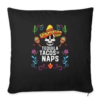 Tacos et siestes de tequila alcoolisés Buveurs de tequila - Housse de coussin décorative 45 x 45 cm - noir - Devant