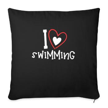 Schimmer Schwimmen I Love Swimming - Sofakissenbezug 45 x 45 cm - Schwarz - Vorne