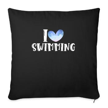 Schimmer Schwimmen I Love Swimming - Sofakissenbezug 45 x 45 cm - Schwarz - Vorne
