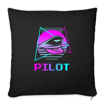 Pilotes d’aviation rétro - Housse de coussin décorative 45 x 45 cm - noir - Devant