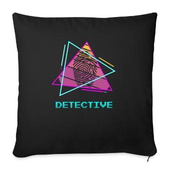 Enquêteur-détective rétro - Housse de coussin décorative 45 x 45 cm - noir - Devant