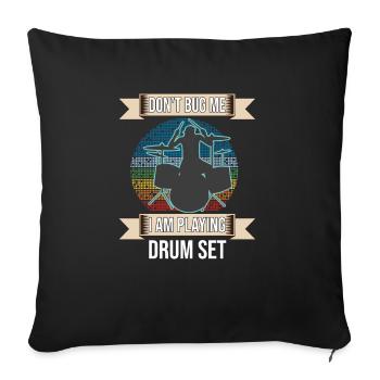 Ne me dérangez pas, je joue au batteur de la batterie - Housse de coussin décorative 45 x 45 cm - noir - Devant