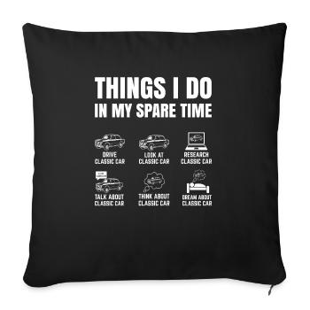 Car Parts Mechanic Classic Car Racing Sport - Sofa pillowcase 17,3'' x 17,3'' (45 x 45 cm) - black - Front