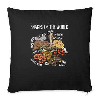 Die Schlangen der Welt - Sofakissenbezug 45 x 45 cm - Schwarz - Vorne