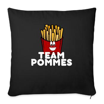 Team Pommes Pommestüte Kartoffel Fritten - Sofakissenbezug 45 x 45 cm - Schwarz - Vorne