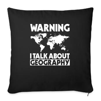 Avertissement je parle de géographie carte du monde - Housse de coussin décorative 45 x 45 cm - noir - Devant