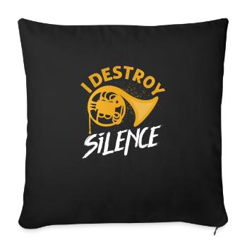 I Destroy Silence Hornist Horn Joueur de cor - Housse de coussin décorative 45 x 45 cm - noir - Devant