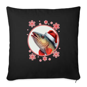Pêche Pêcheur Pêcheuse Noël Pêcheur Poisson - Housse de coussin décorative 45 x 45 cm - noir - Devant