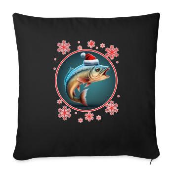 Pêche Pêcheur Pêcheuse Noël Pêcheur Poisson - Housse de coussin décorative 45 x 45 cm - noir - Devant