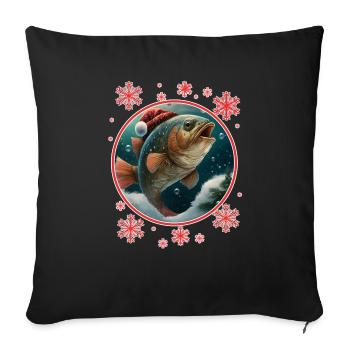 Pêche Pêcheur Pêcheuse Noël Pêcheur Poisson - Housse de coussin décorative 45 x 45 cm - noir - Devant