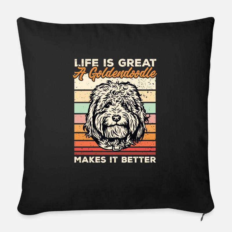 Goldendoodle Doodle Chien - Housse de coussin décorative 45 x 45 cm - noir