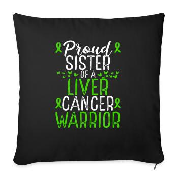 Mouvement de sensibilisation au cancer du foie pour Sister Ribbon - Housse de coussin décorative 45 x 45 cm - noir - Devant