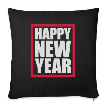 Citation Bonne année - Housse de coussin décorative 45 x 45 cm - noir - Devant