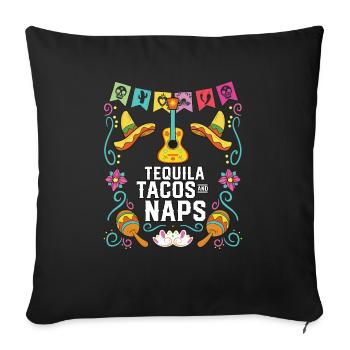 Tacos et siestes de tequila alcoolisés Buveurs de tequila - Housse de coussin décorative 45 x 45 cm - noir - Devant
