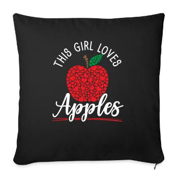This Girl Loves Apples Apple Fruit Lover Apple - Sofa pillowcase 17,3'' x 17,3'' (45 x 45 cm) - black - Front
