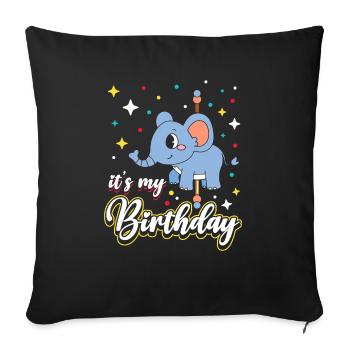 Carousel Birthday Party Elephant It's My - Sofa pillowcase 17,3'' x 17,3'' (45 x 45 cm) - black - Front